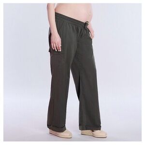 Motherhood Army Green Cargo Maternity Pull On Pants Size Large